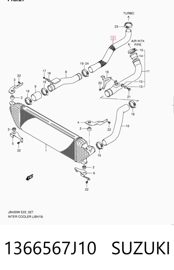 Tubo intercooler 1366567J10 Suzuki