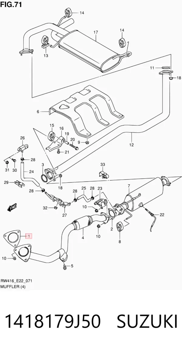 Junta de escape 1418179J50 Suzuki