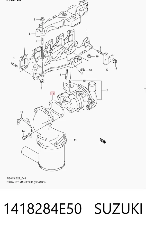 Junta de turbina de escape 1418284E50 Suzuki