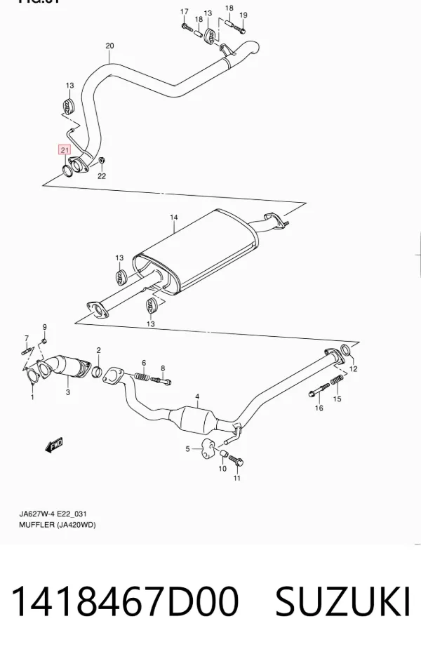 Junta de escape 1418467D00 Suzuki