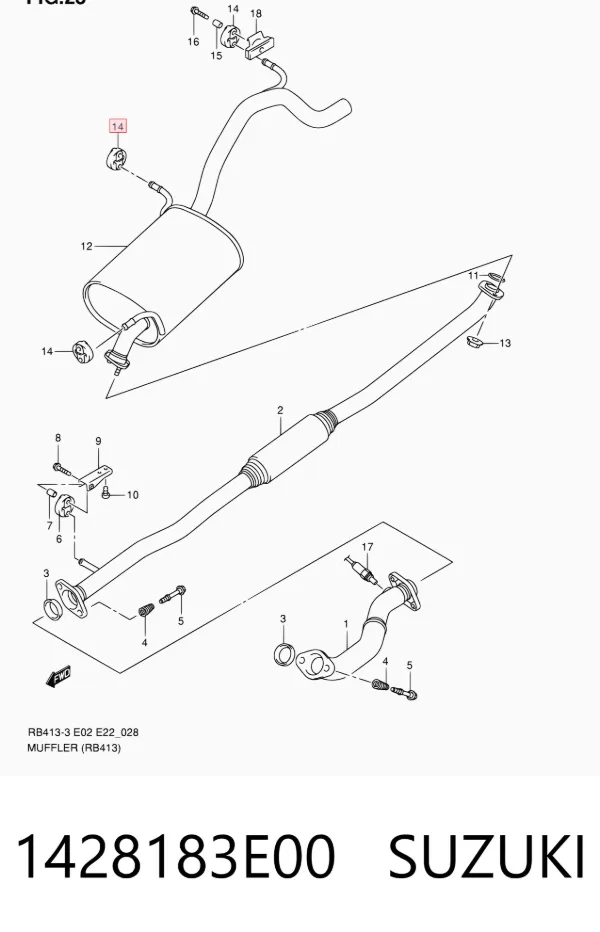 Soporte escape 1428183E00 Suzuki