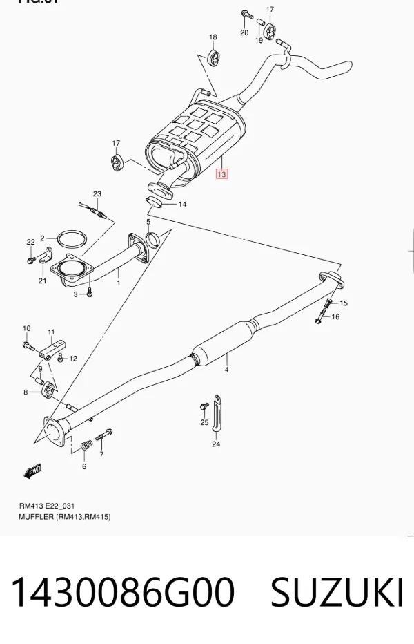 Silenciador trasero 1430086G00 Suzuki