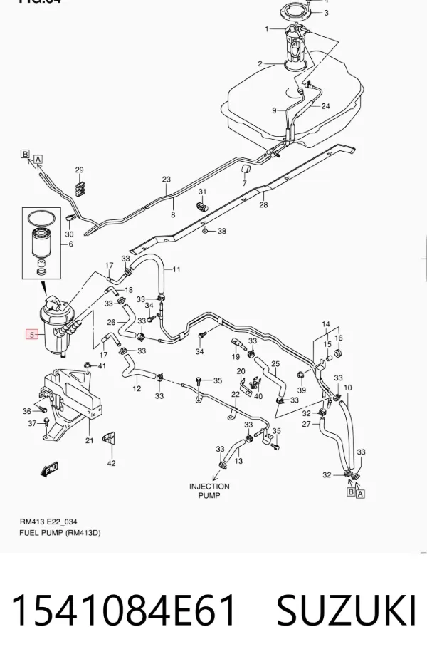 Caja del filtro de combustible 1541084E61 Suzuki