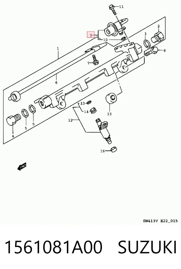 Regulador de presión de combustible 1561081A00 Suzuki