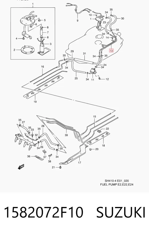 Válvula de ventilación de gases del tanque de combustible 1582072F10 Suzuki