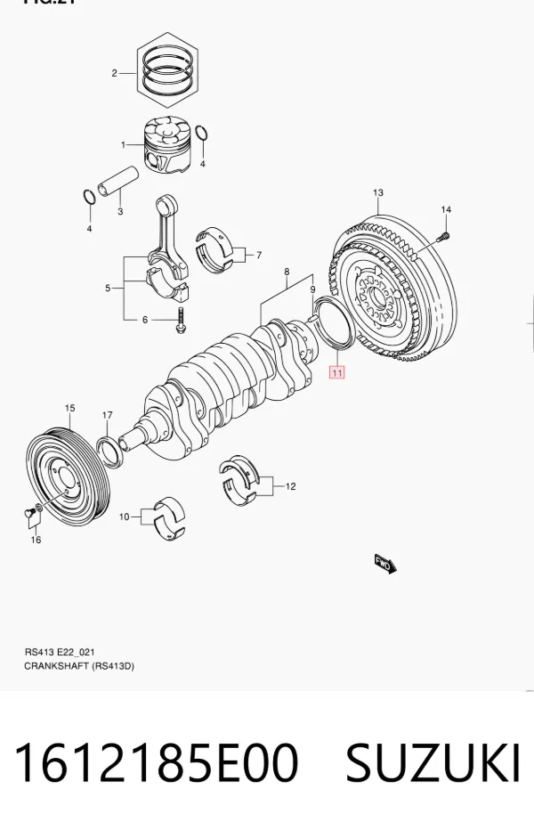 Retén de cigüeñal 1612185E00 Suzuki