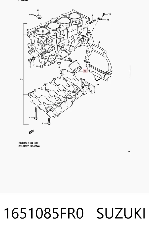 Filtro de aceite 1651085FR0 Suzuki