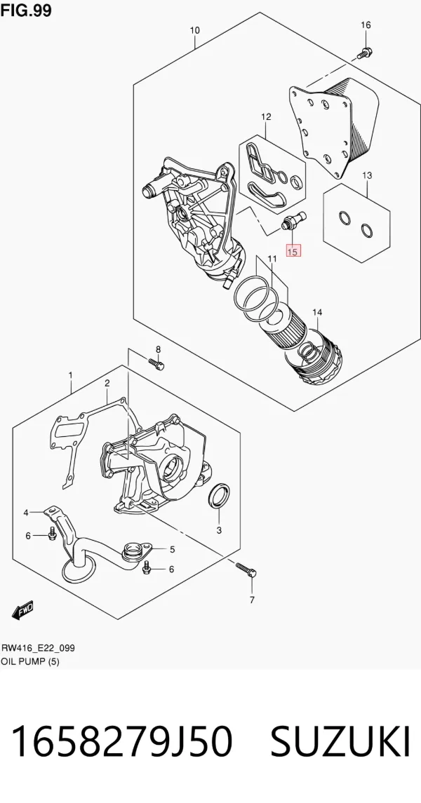Sensor de presión de aceite 1658279J50 Suzuki