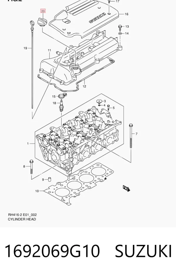Tapa de aceite de motor 1692069G10 Suzuki