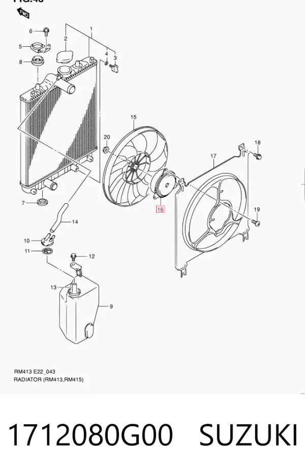 Motor ventilador del radiador 1712080G00 Suzuki