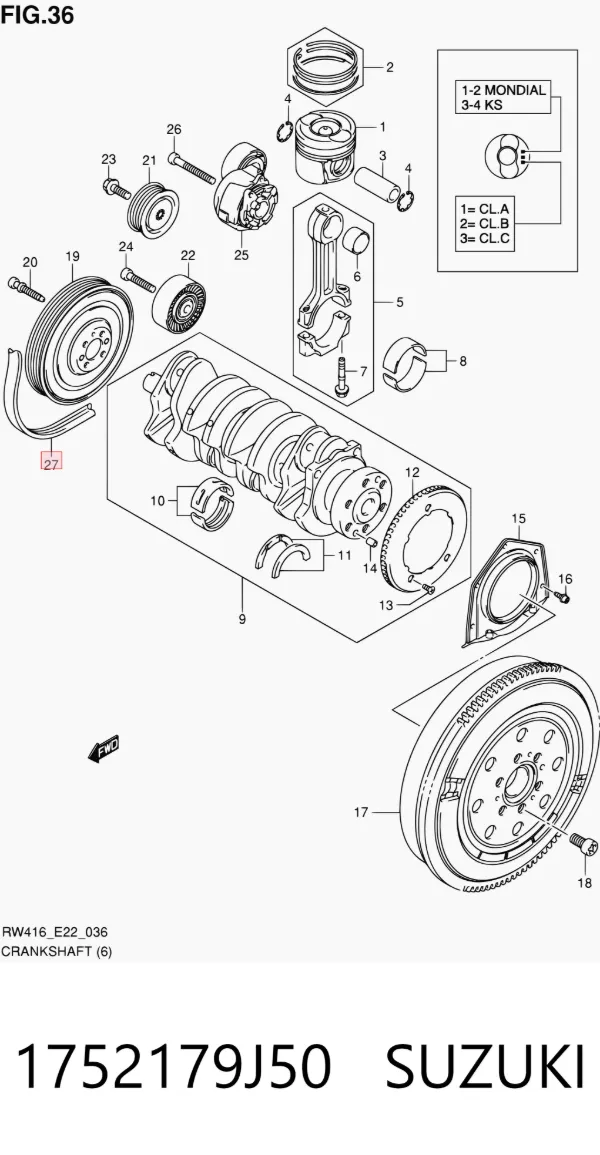 Correa de alternador 1752179J50 Suzuki