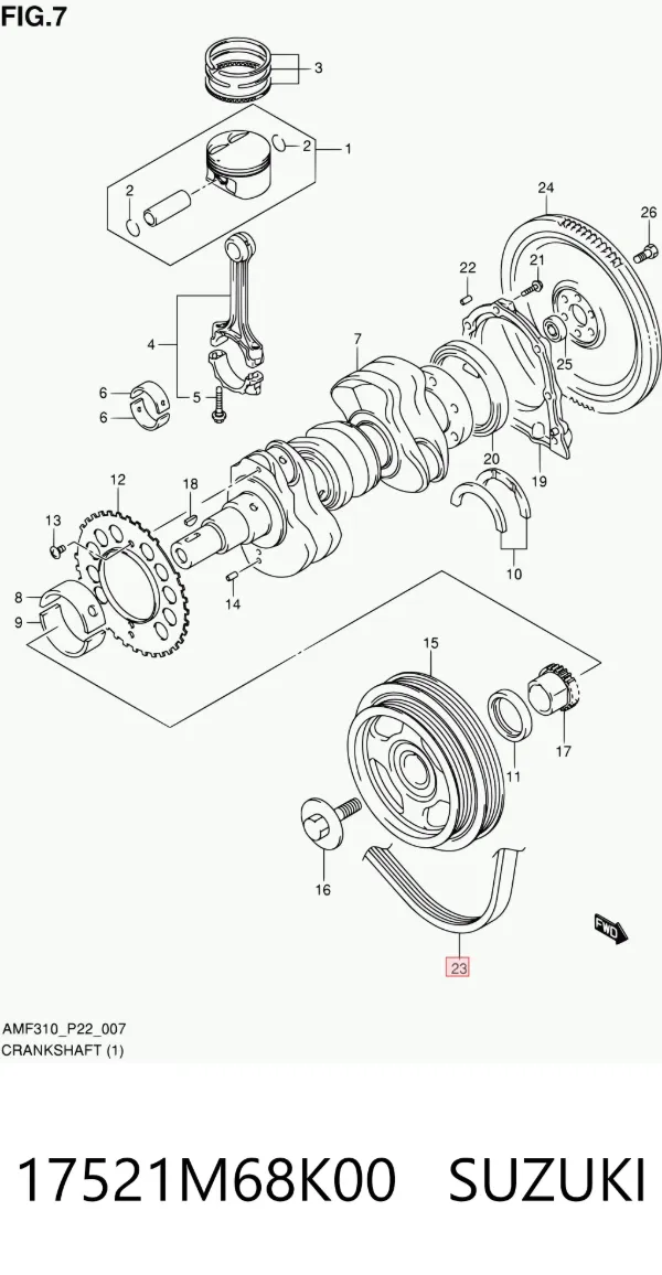 Correa de alternador 17521M68K00 Suzuki