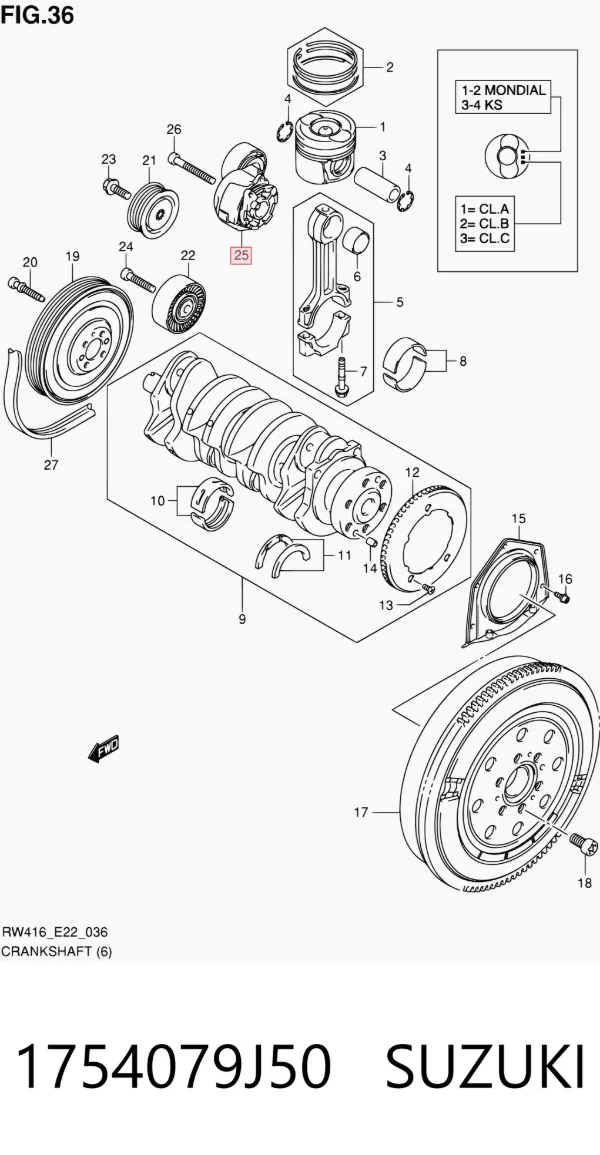 Tensor de correa poli V 1754079J50 Suzuki