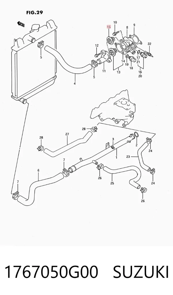 Termostato 1767050G00 Suzuki