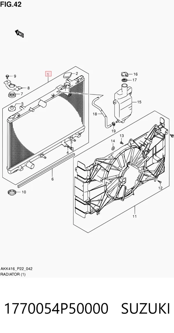 Radiador 1770054P50000 Suzuki