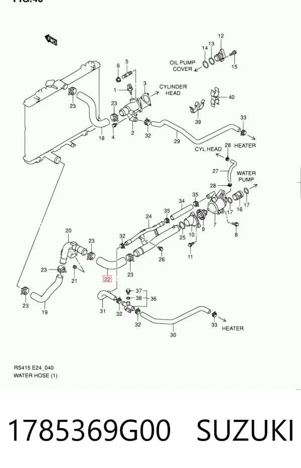 Manguera inferior del radiador 1785369G00 Suzuki