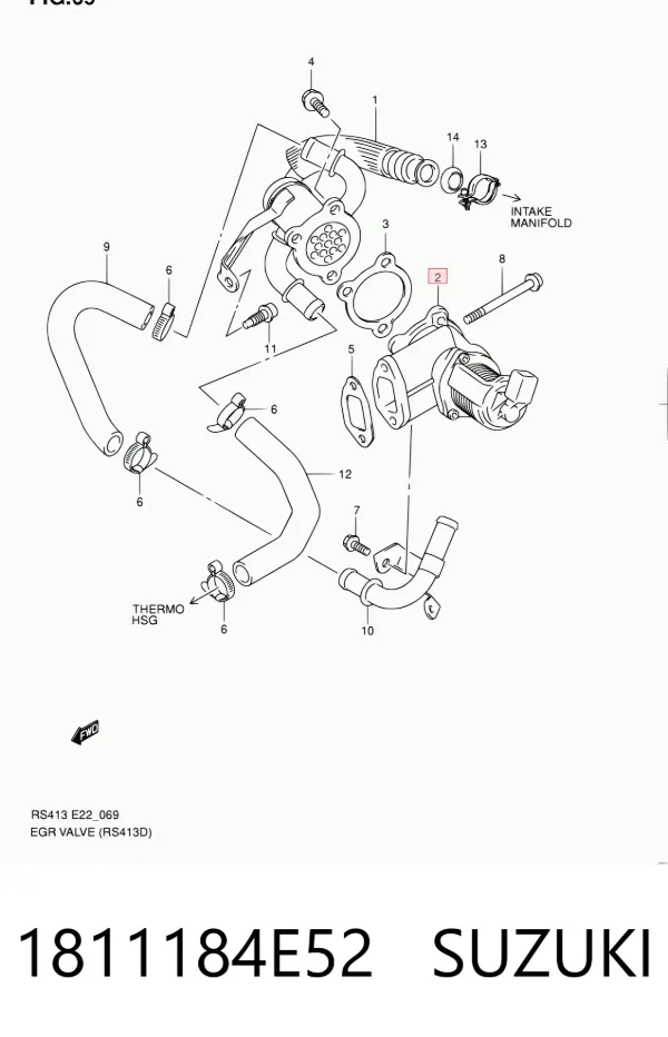 Válvula EGR 1811184E52 Suzuki