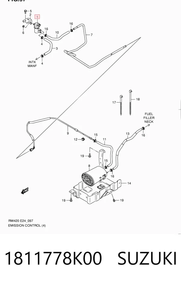 Valvula de purga del canister 1811778K00 Suzuki
