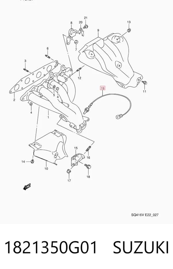 Sensor de oxígeno previo al catalizador 1821350G01 Suzuki