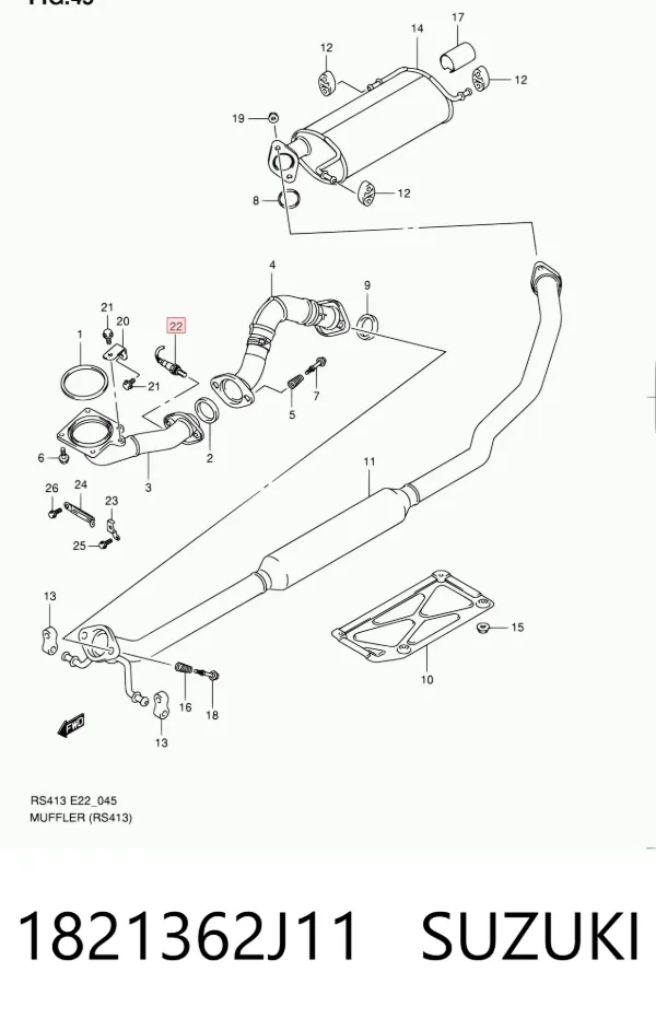 Sensor de oxígeno previo al catalizador 1821362J11 Suzuki