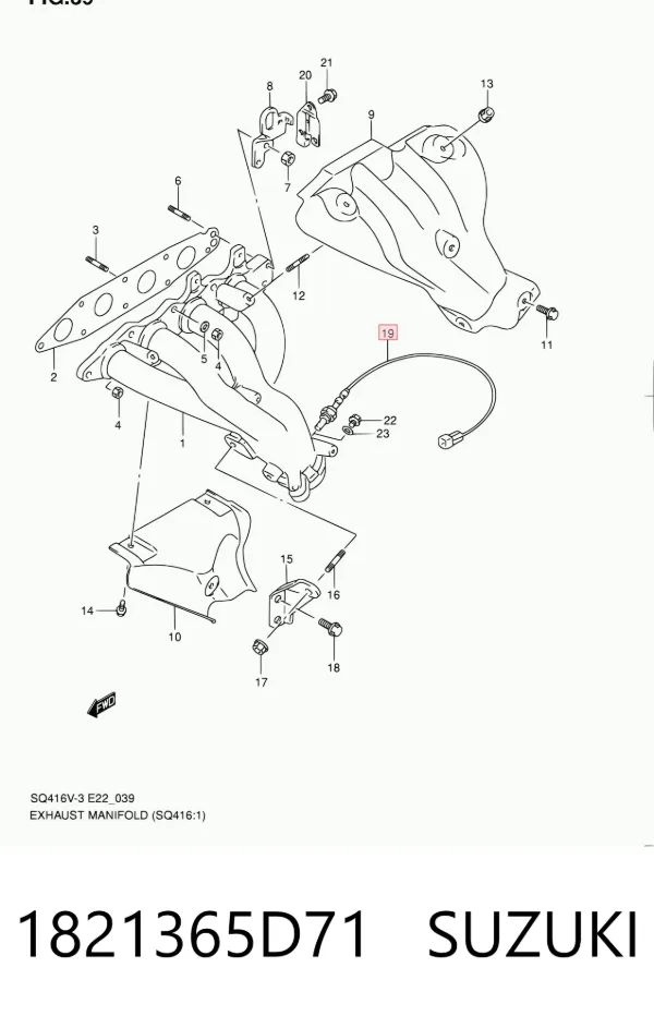 Sensor de oxígeno previo al catalizador 1821365D71 Suzuki