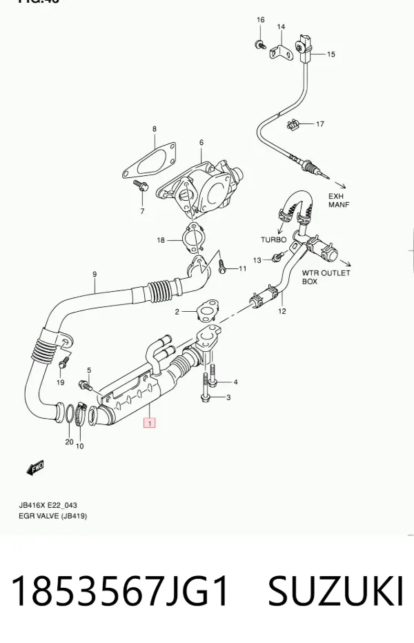 Válvula EGR 1853567JG1 Suzuki