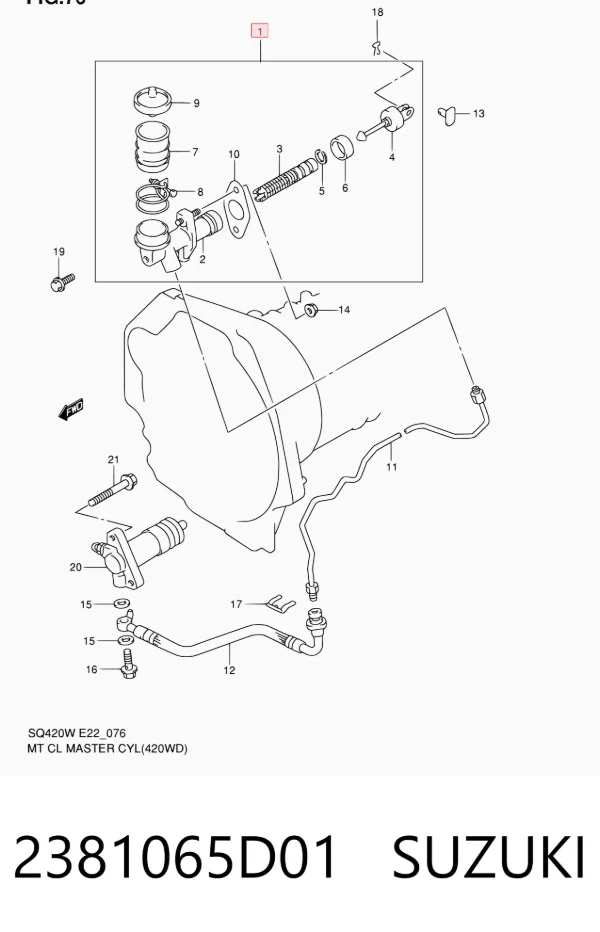 Cilindro maestro de embrague 2381065D01 Suzuki