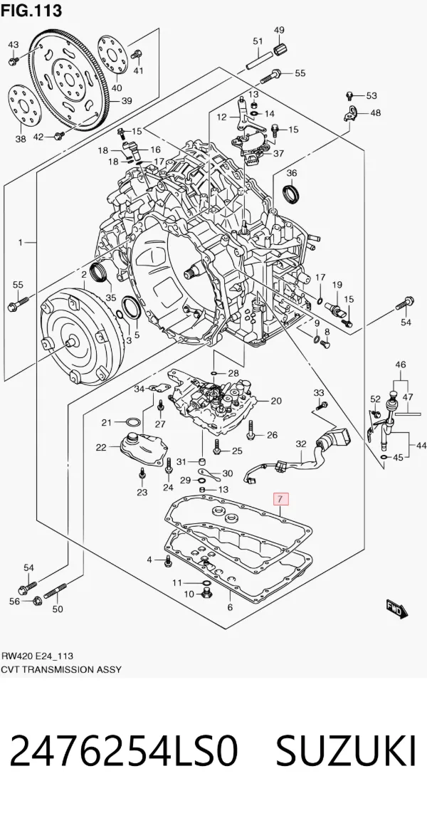 Junta del cárter de aceite de la caja de cambios 2476254LS0 Suzuki