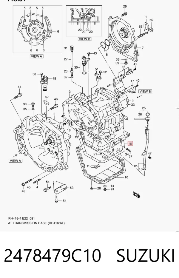Junta del cárter de aceite de la caja de cambios 2478479C10 Suzuki
