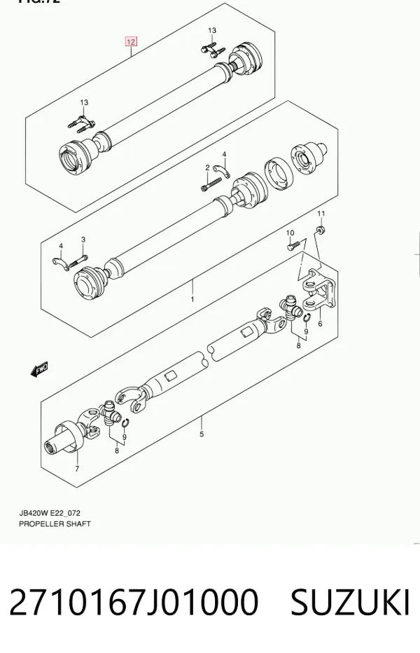 Árbol de transmision delantero 2710167J01000 Suzuki