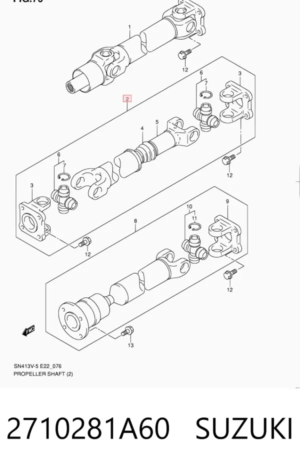 Árbol de transmision delantero 2710281A60 Suzuki