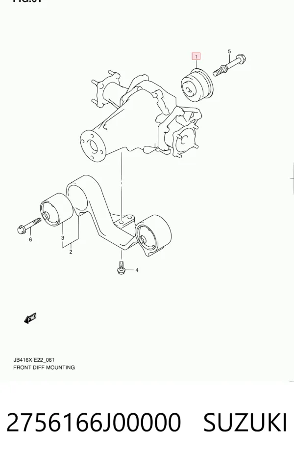 Silentblock del soporte del diferencial trasero 2756166J00000 Suzuki