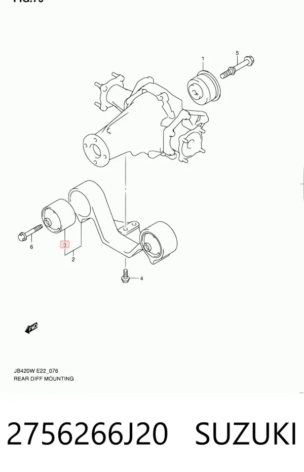 Silentblock delantero del soporte de la traviesa del diferencial trasero 2756266J20 Suzuki
