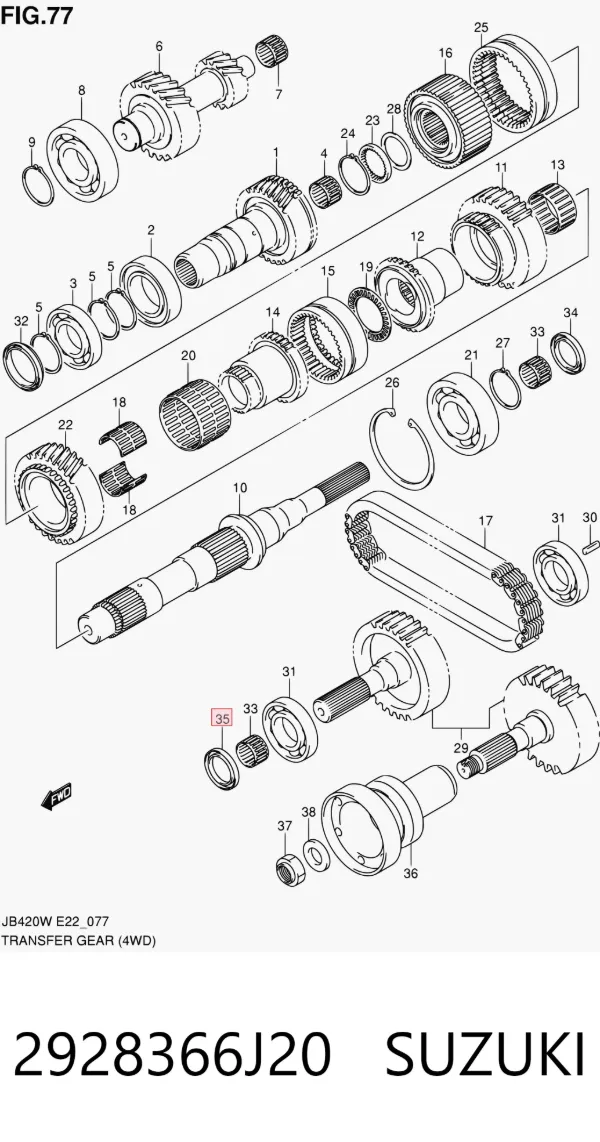 Retén de salida delantero de la caja de transferencia 2928366J20 Suzuki