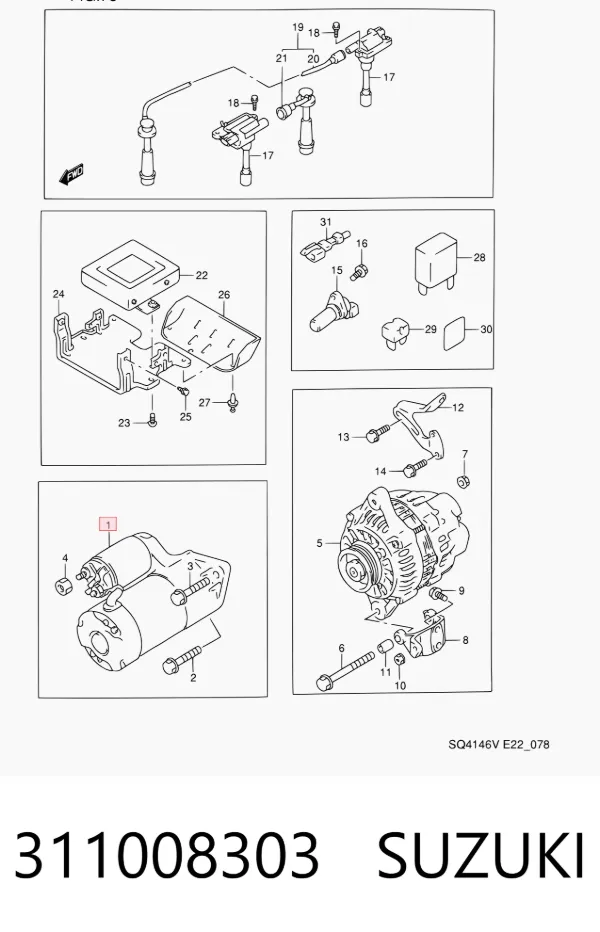 Motor de arranque 311008303 Suzuki