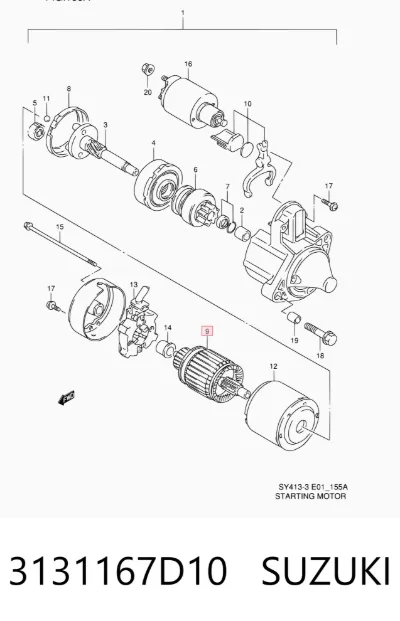 Inducido del motor de arranque SUZUKI 3131167D10