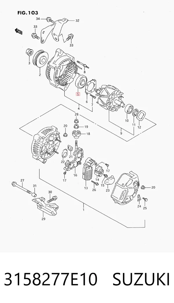 Rodamiento alternador 3158277E10 Suzuki