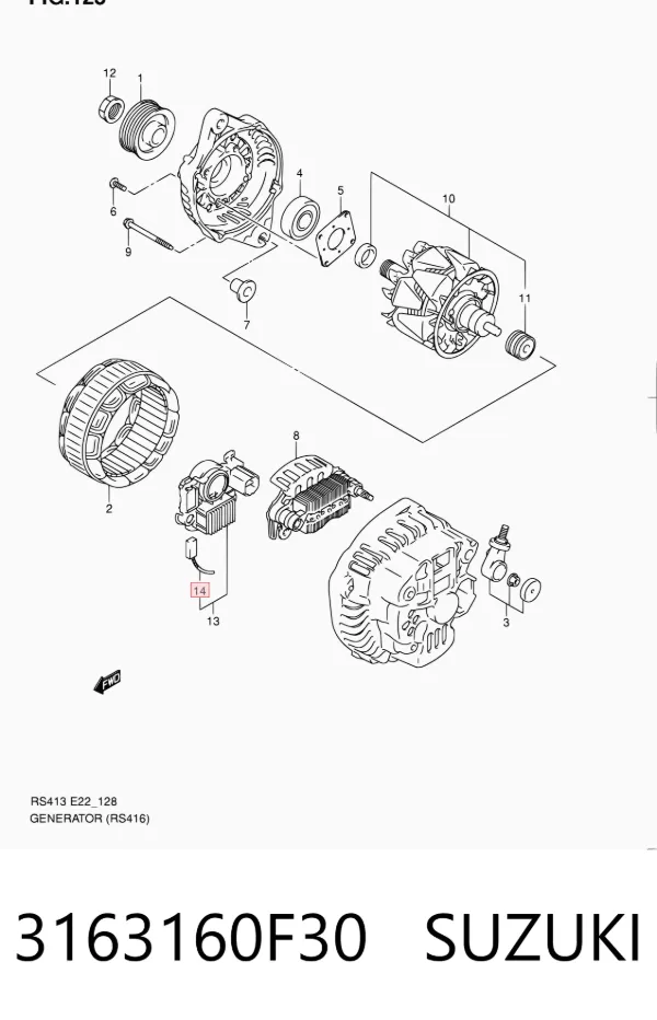 Escobillas alternador 3163160F30 Suzuki