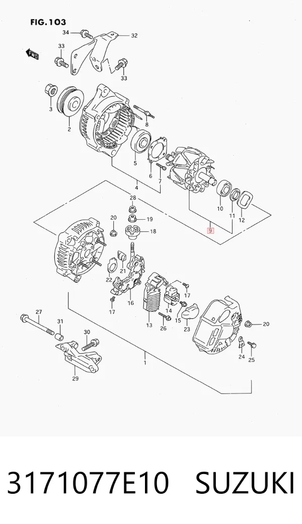Rotor del alternador 3171077E10 Suzuki