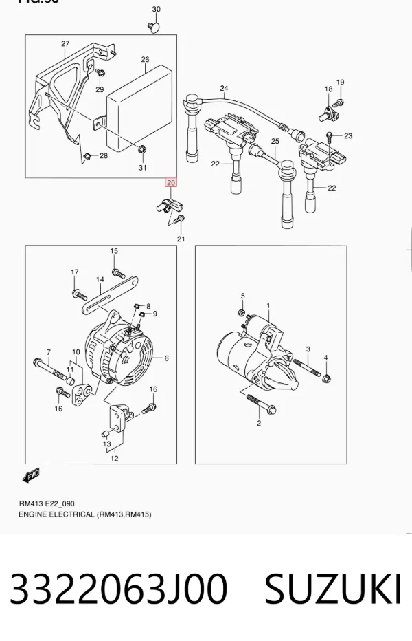 Sensor de árbol de levas 3322063J00 Suzuki