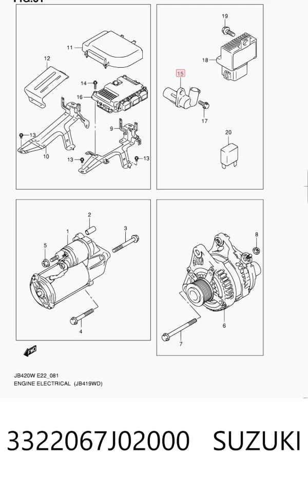 Sensor de cigüeñal 3322067J02000 Suzuki