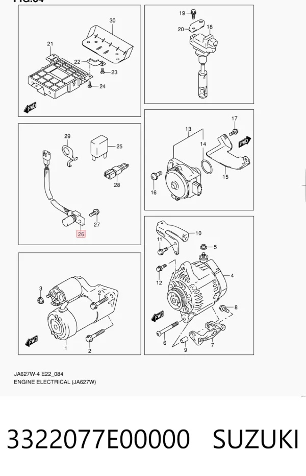 Sensor de cigüeñal 3322077E00000 Suzuki