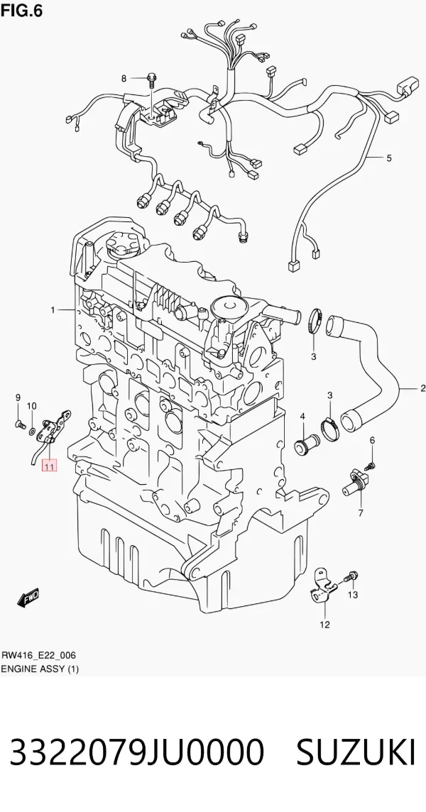 Sensor de árbol de levas 3322079JU0000 Suzuki