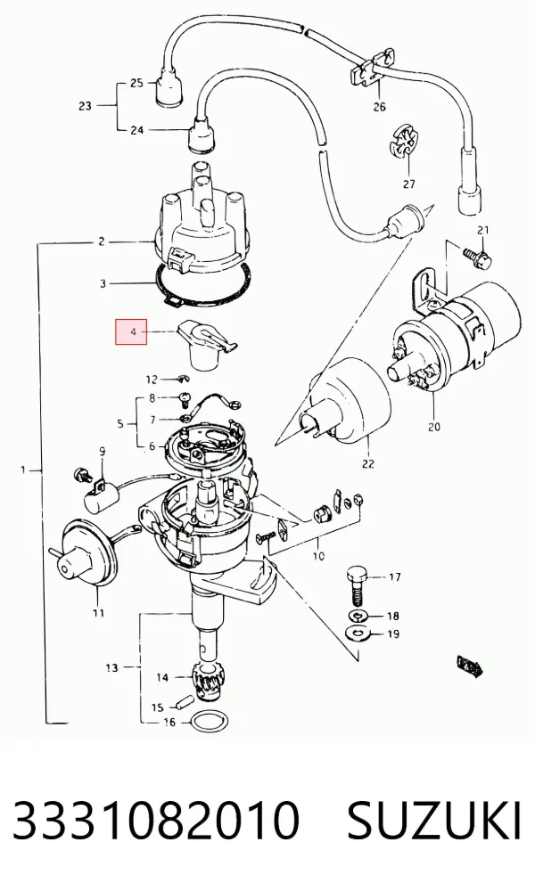 Rotor del distribuidor de encendido 3331082010 Suzuki