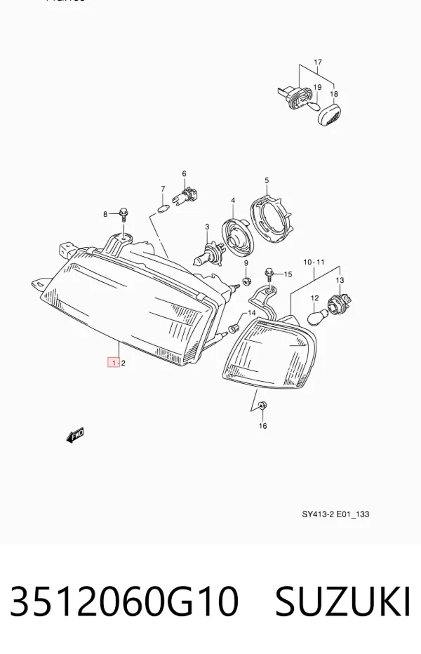 Faro derecho 3512060G10 Suzuki