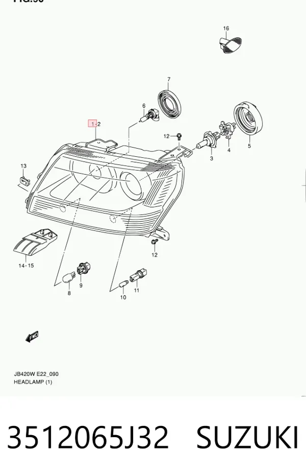 Faro derecho 3512065J32 Suzuki