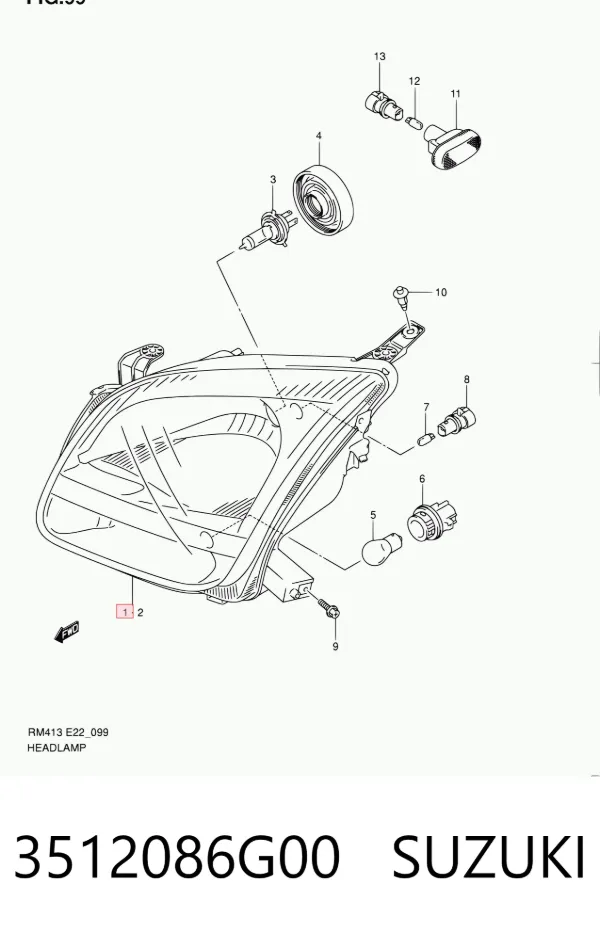 Faro derecho 3512086G00 Suzuki