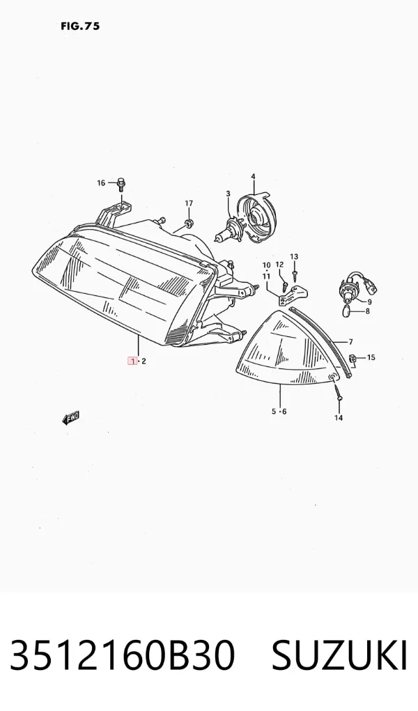 Faro derecho 3512160B30 Suzuki