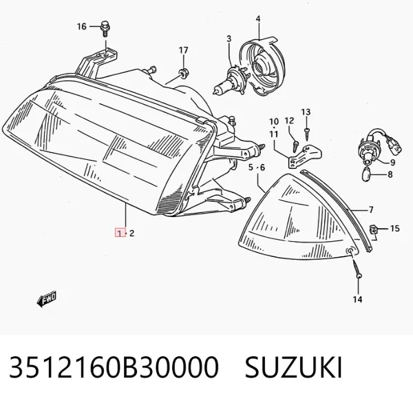 Faro derecho 3512160B30000 Suzuki