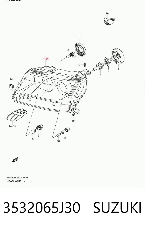 Faro izquierdo 3532065J30 Suzuki